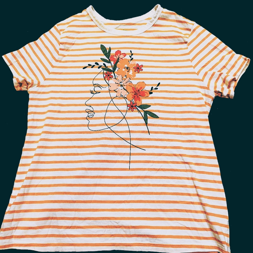 Striped Feminine Floral T-Shirt